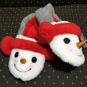 NWT Christmas Winter Snowman Fuzzy Slippers Size 9/10
